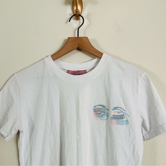 Chiara Ferragni Women's White/Pink/Blue Top Size Medium - Picture 4 of 9